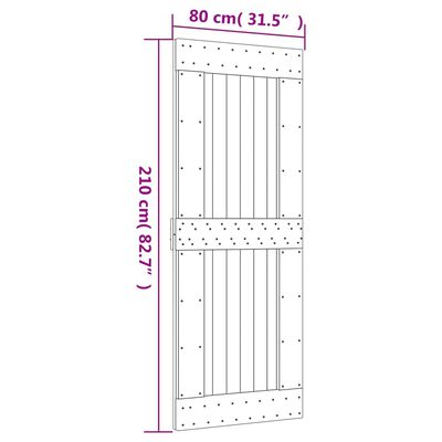 vidaXL Posuvné dveře s kováním 80 x 210 cm masivní borové dřevo