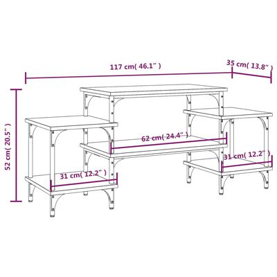 vidaXL TV skříňka kouřový dub 117 x 35 x 52 cm kompozitní dřevo