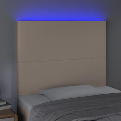 vidaXL Čelo postele s LED cappuccino 80x5x118/128 cm umělá kůže