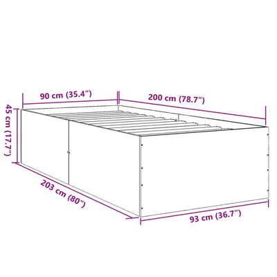 vidaXL Rám postele kouřový dub 90 x 200 cm kompozitní dřevo