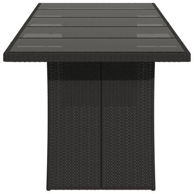 vidaXL Zahradní stůl se skleněnou deskou černý 240x90x75 cm polyratan