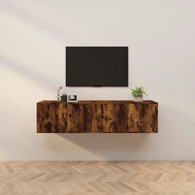 vidaXL Nástěnné TV skříňky 2 ks kouřový dub 80 x 34,5 x 40 cm