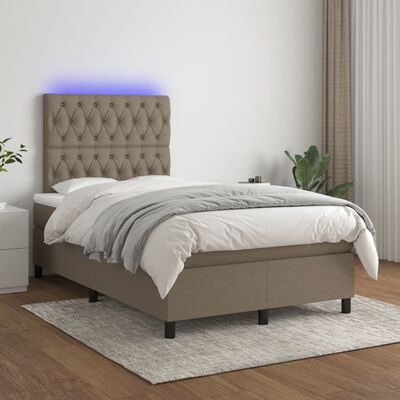 vidaXL Box spring postel s matrací a LED taupe 120 x 200 cm textil