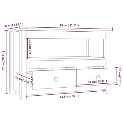 vidaXL TV skříňka 79 x 35 x 52 cm masivní borové dřevo