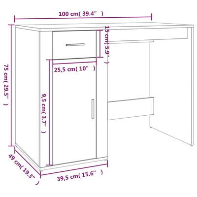 vidaXL Psací stůl bílý 100 x 49 x 75 cm kompozitní dřevo