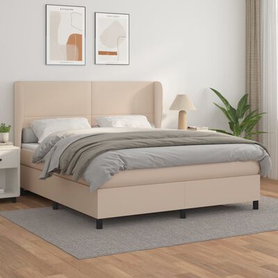 vidaXL Box spring postel s matrací cappuccino 180 x 200 cm umělá kůže