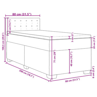 vidaXL Box spring postel s matrací černá 80 x 200 cm samet