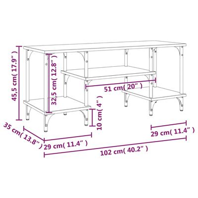 vidaXL TV skříňka kouřový dub 102 x 35 x 45,5 cm kompozitní dřevo