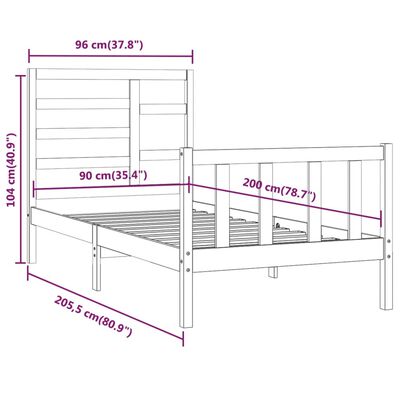 vidaXL Postel bez matrace bílá 90 x 200 cm masivní borovice