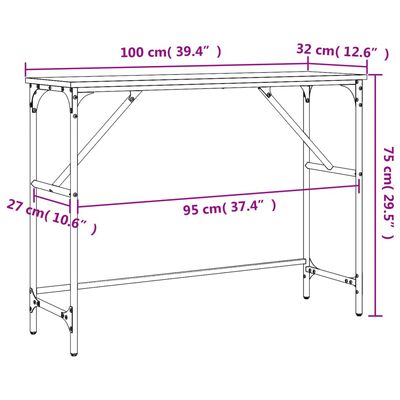 vidaXL Konzolový stolek kouřový dub 100 x 32 x 75 cm kompozitní dřevo