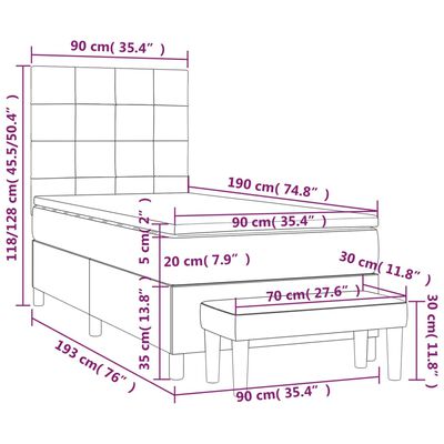 vidaXL Box spring postel s matrací černá 90x190 cm samet