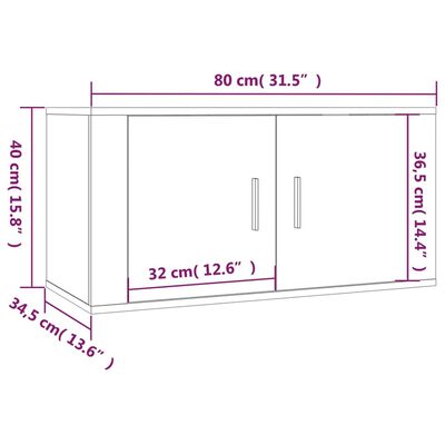 vidaXL Nástěnné TV skříňky 2 ks betonově šedé 80 x 34,5 x 40 cm