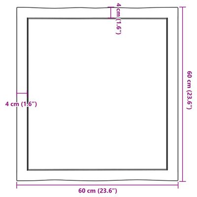 vidaXL Stolní deska 60x60x(2-6) cm neošetřený masivní dřevo živá hrana