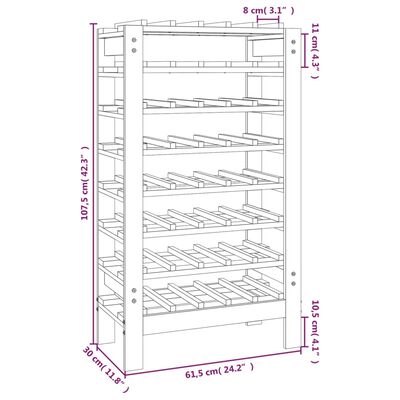 vidaXL Regál na víno 61,5x30x107,5 cm masivní borové dřevo