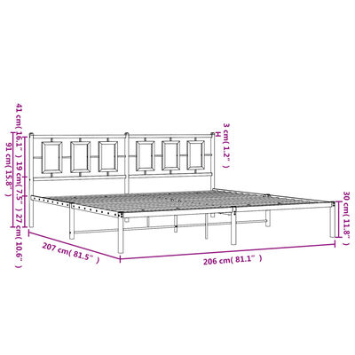 vidaXL Kovový rám postele s čelem bílý 200 x 200 cm