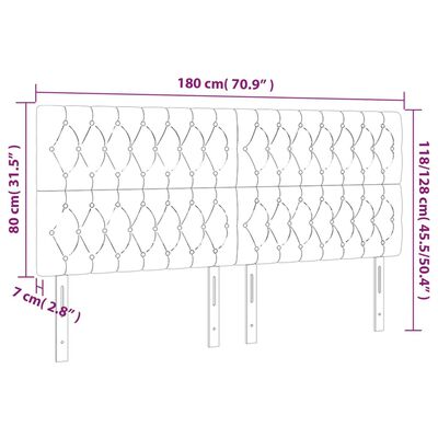 vidaXL Čelo postele s LED krémové 180x7x118/128 cm textil