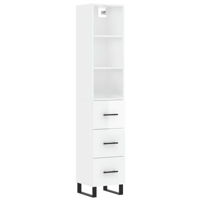 vidaXL Skříň highboard bílá s vysokým leskem 34,5x34x180 cm kompozit