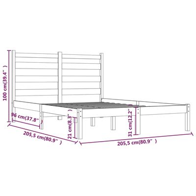 vidaXL Rám postele šedý masivní borovice 200 x 200 cm