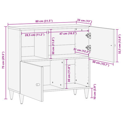 vidaXL Odkládací skříňka 80 x 33 x 75 cm masivní mangovníkové dřevo