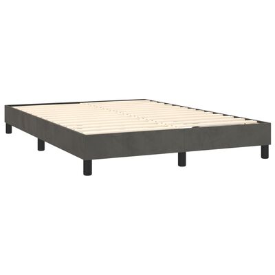 vidaXL Box spring postel s matrací tmavě šedý 140 x 190 cm samet