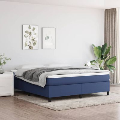 vidaXL Box spring postel s matrací modrá 180x200 cm textil