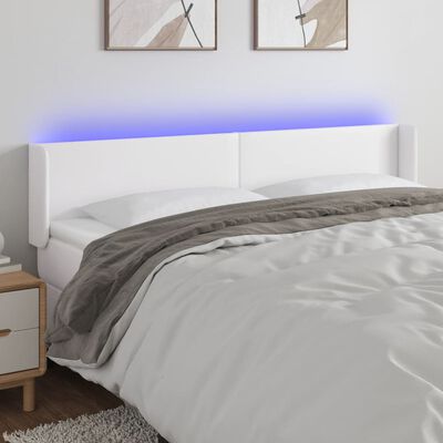 vidaXL Čelo postele s LED bílé 203 x 16 x 78/88 cm umělá kůže