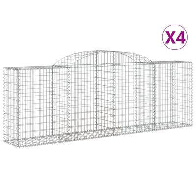 vidaXL Klenuté gabionové koše 4 ks 300x50x100/120cm pozinkované železo