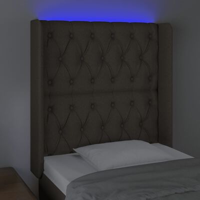 vidaXL Čelo postele s LED taupe 83 x 16 x 118/128 cm textil