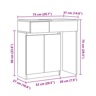 vidaXL Toaletní stolek s LED šedý sonoma 115 x 37 x 110,5 cm