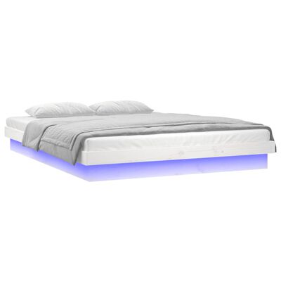 vidaXL Rám postele s LED světlem bílý 200 x 200 cm masivní dřevo