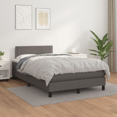 vidaXL Box spring postel s matrací šedá 120x190 cm umělá kůže