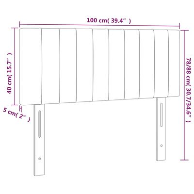 vidaXL Čelo postele s LED černé 100x5x78/88 cm samet