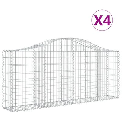 vidaXL Klenuté gabionové koše 4 ks 200x30x80/100 cm pozinkované železo