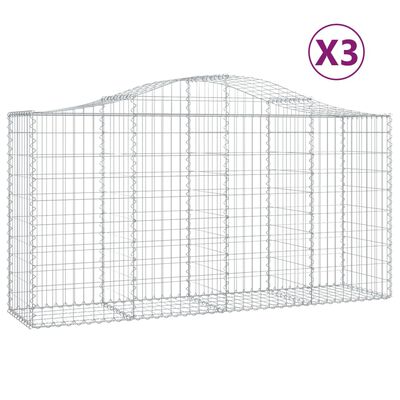 vidaXL Klenuté gabionové koše 3 ks 200x50x100/120cm pozinkované železo