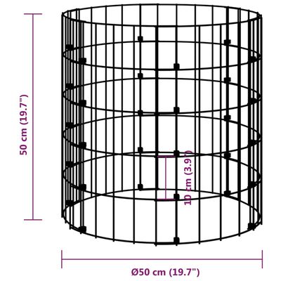 vidaXL Kruhový gabionový sloupek pozinkovaná ocel Ø 50 x 50 cm