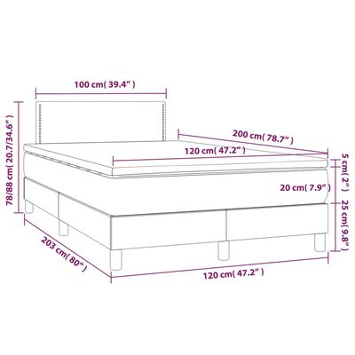 vidaXL Box spring postel s matrací šedá 120x200 cm umělá kůže