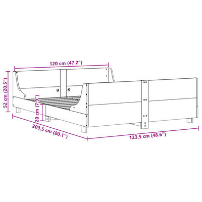 vidaXL Postel bez matrace bílá 120 x 200 cm masivní borovice