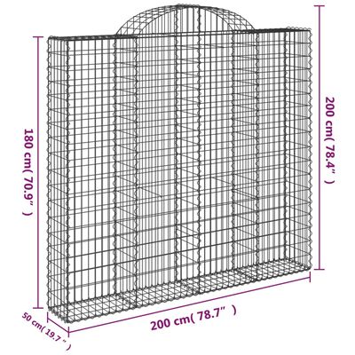 vidaXL Klenuté gabionové koše 9 ks 200x50x180/200cm pozinkované železo