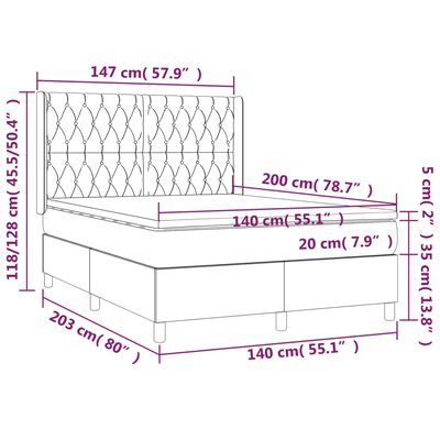 vidaXL Box spring postel s matrací růžová 140x200 cm samet