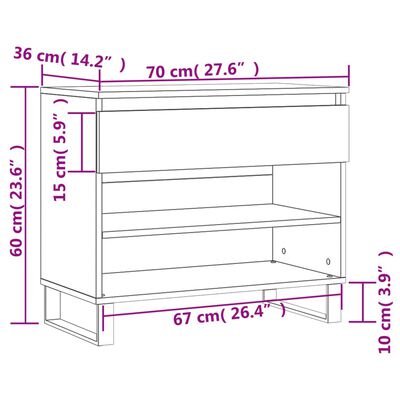 vidaXL Botník dub sonoma 70x36x60 cm kompozitní dřevo