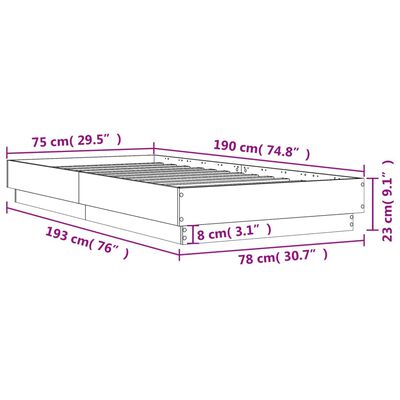 vidaXL Rám postele bez matrace dub sonoma 75 x 190 cm kompozitní dřevo