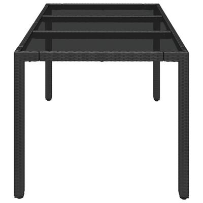 vidaXL Zahradní stůl se skleněnou deskou černý 150x90x75 cm polyratan