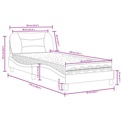 vidaXL Postel s matrací černá a bílá 80 x 200 cm umělá kůže