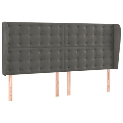 vidaXL Čelo postele typu ušák tmavě šedé 203x23x118/128 cm samet