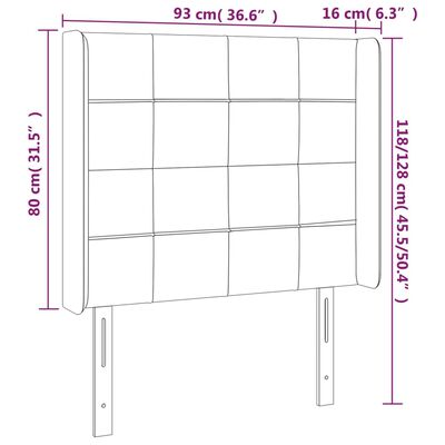 vidaXL Čelo postele s LED černé 93 x 16 x 118/128 cm samet