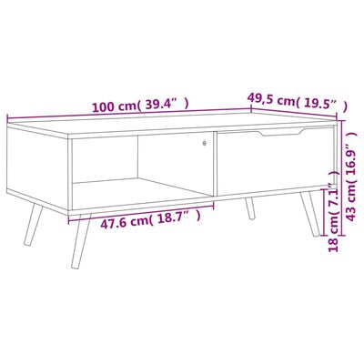 vidaXL Konferenční stolek černý 100 x 49,5 x 43 cm kompozitní dřevo