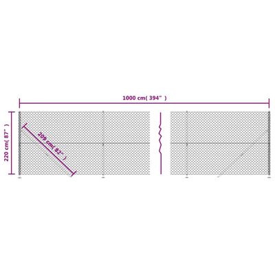 vidaXL Drátěné pletivo s přírubami stříbrné 2,2 x 10 m