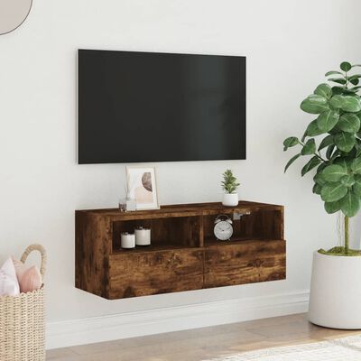 vidaXL Nástěnná TV skříňka kouřový dub 80x30x30 cm kompozitní dřevo