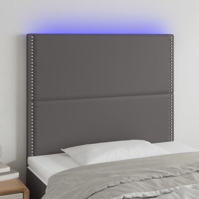 vidaXL Čelo postele s LED šedé 80x5x118/128 cm umělá kůže