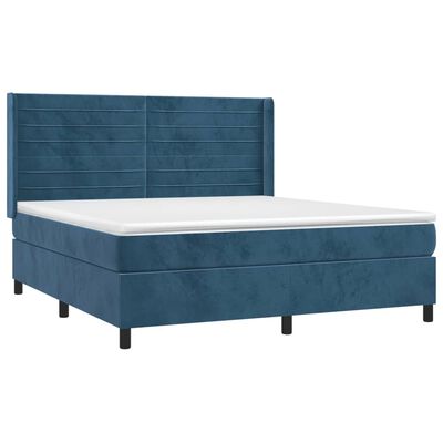 vidaXL Box spring postel s matrací tmavě modrá 180x200 cm samet